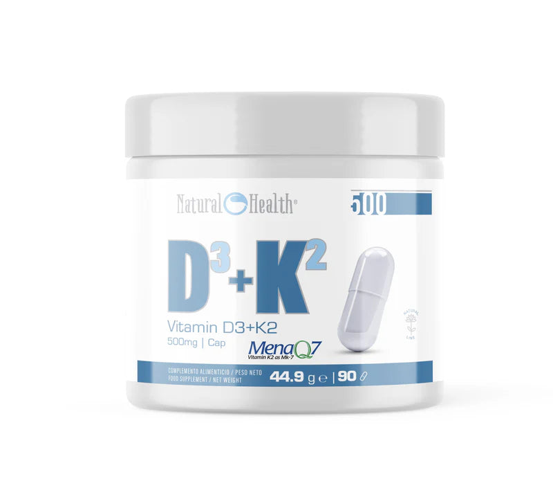 Vitamina D3 + K2 | Patentada MenaQ7 es la K2 - Mk-7 | Alta biodisponibilidad y efecto de liberación prolongada| 90 cápsulas